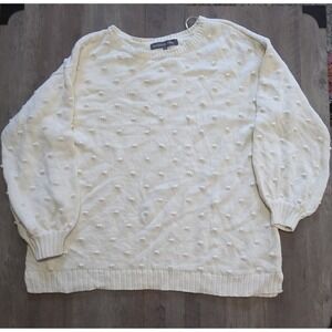 Harper Grey Ivory Off White Bubble Sweater Women XL